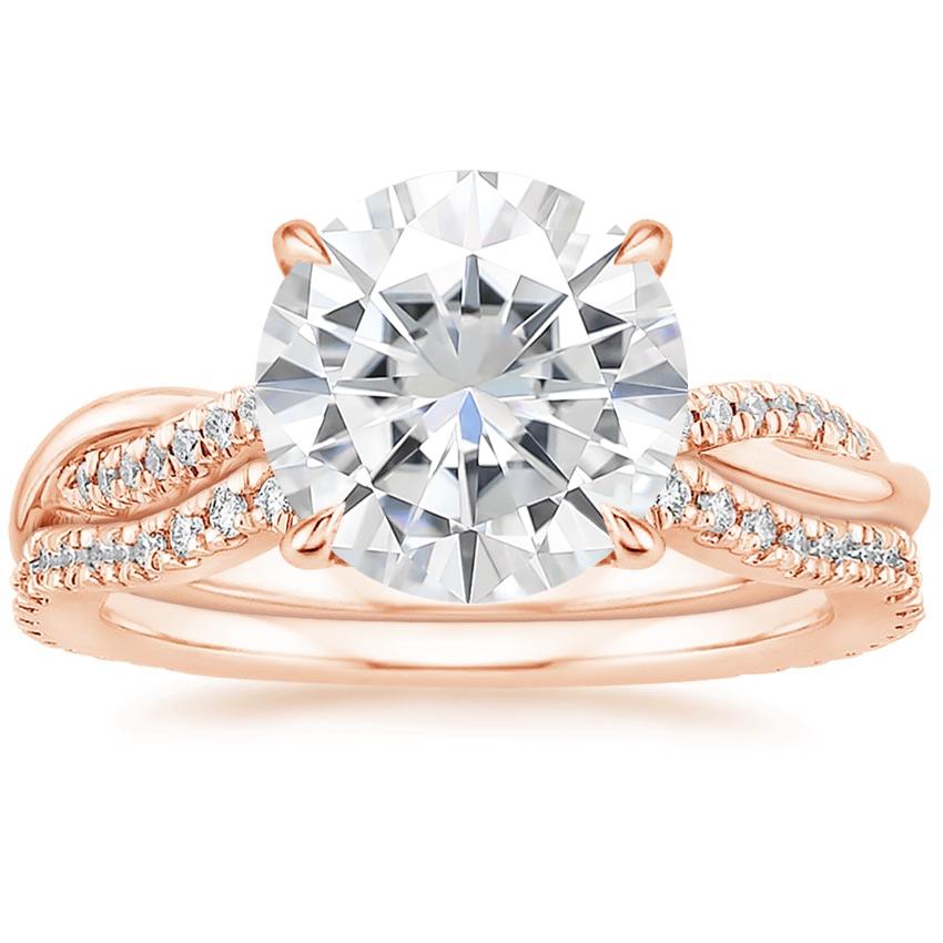14KR Moissanite Petite Twisted Vine Contoured Diamond Bridal Set (1/3 ct. tw.), top view