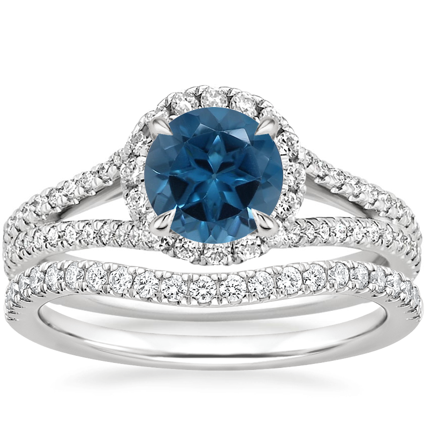 18K White Gold Fortuna Diamond Ring 1 2 ct. tw. with Curved Ballad Diamond Ring 1 6 ct. tw