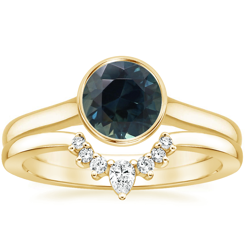 18K Yellow Gold Luna Ring with Lunette Diamond Ring Brilliant Earth