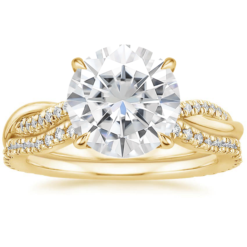 18KY Moissanite Petite Twisted Vine Contoured Diamond Bridal Set (1/3 ct. tw.), top view
