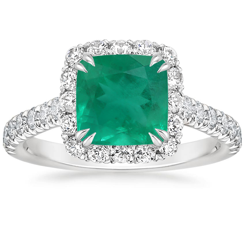 18K White Gold Sienna Halo Half Coverage Diamond Ring, large top view