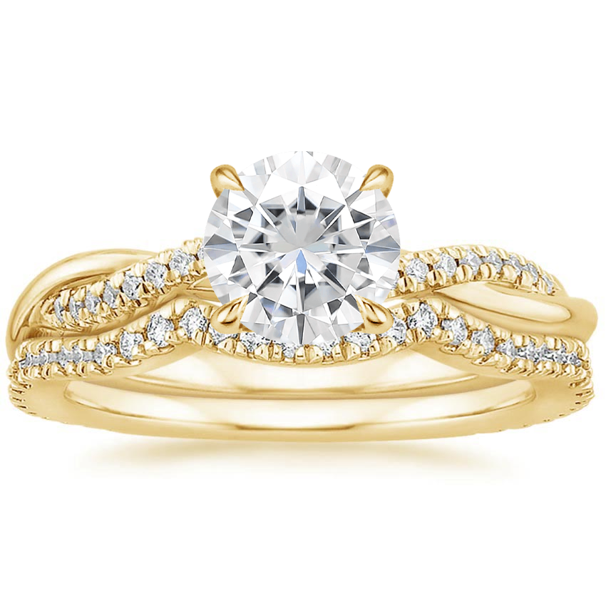 18KY Moissanite Petite Twisted Vine Contoured Diamond Bridal Set (1/3 ct. tw.), top view