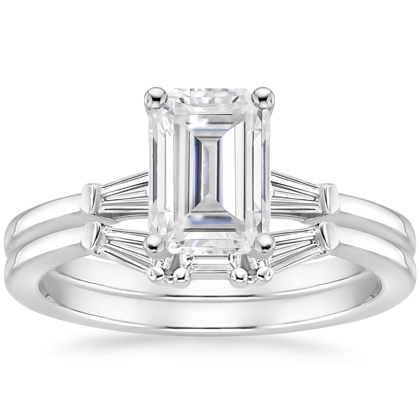 PT Moissanite Tapered Baguette Diamond Bridal Set, top view