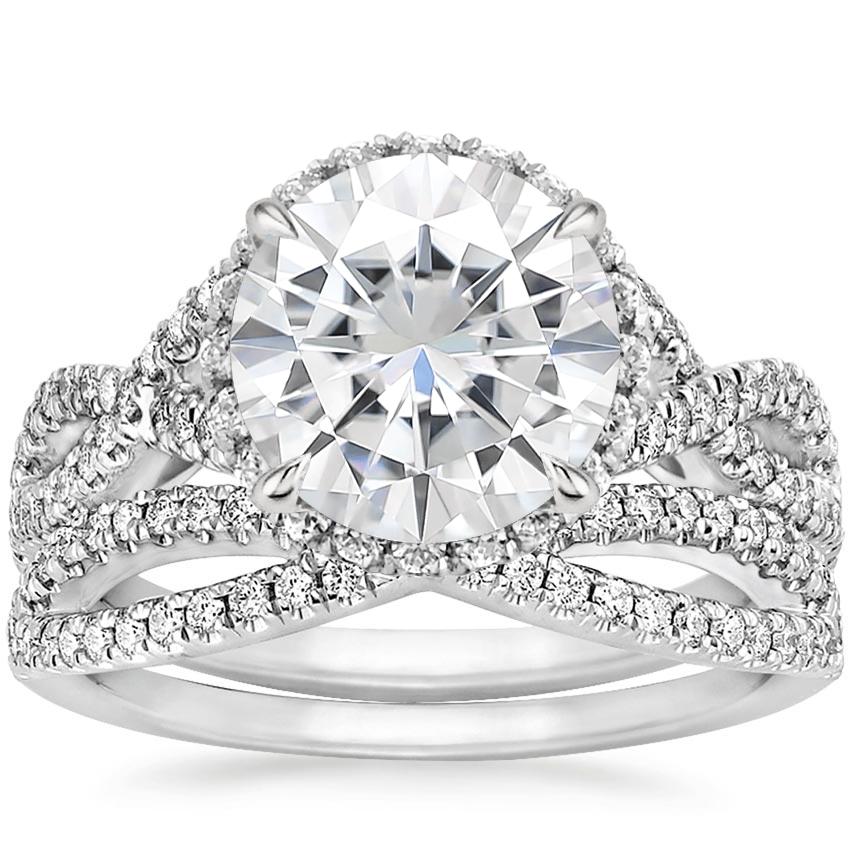 18KW Moissanite Entwined Halo Diamond Bridal Set (1/2 ct. tw.), top view