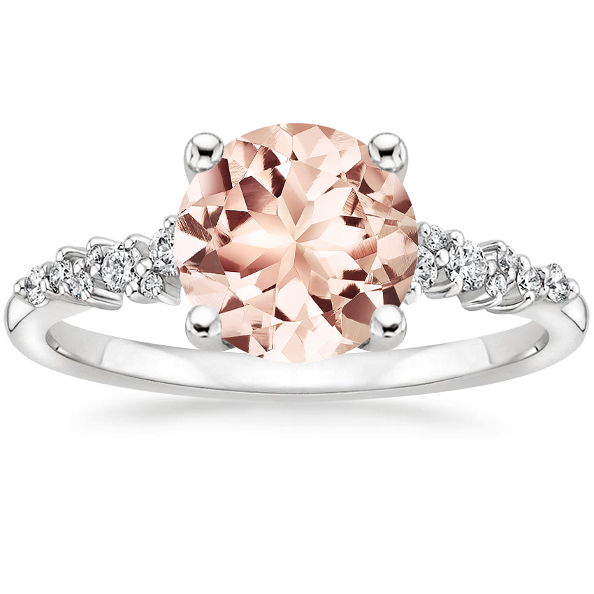 Morganite Aurora Diamond Ring In 18k White Gold