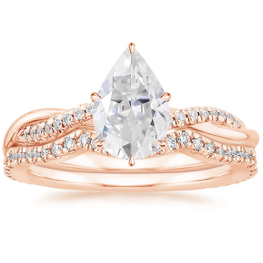 14KR Moissanite Petite Twisted Vine Contoured Diamond Bridal Set (1/3 ct. tw.), top view