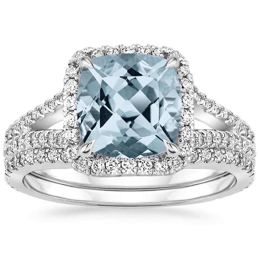 18KW Aquamarine Fortuna Diamond Bridal Set (2/3 ct. tw.), top view