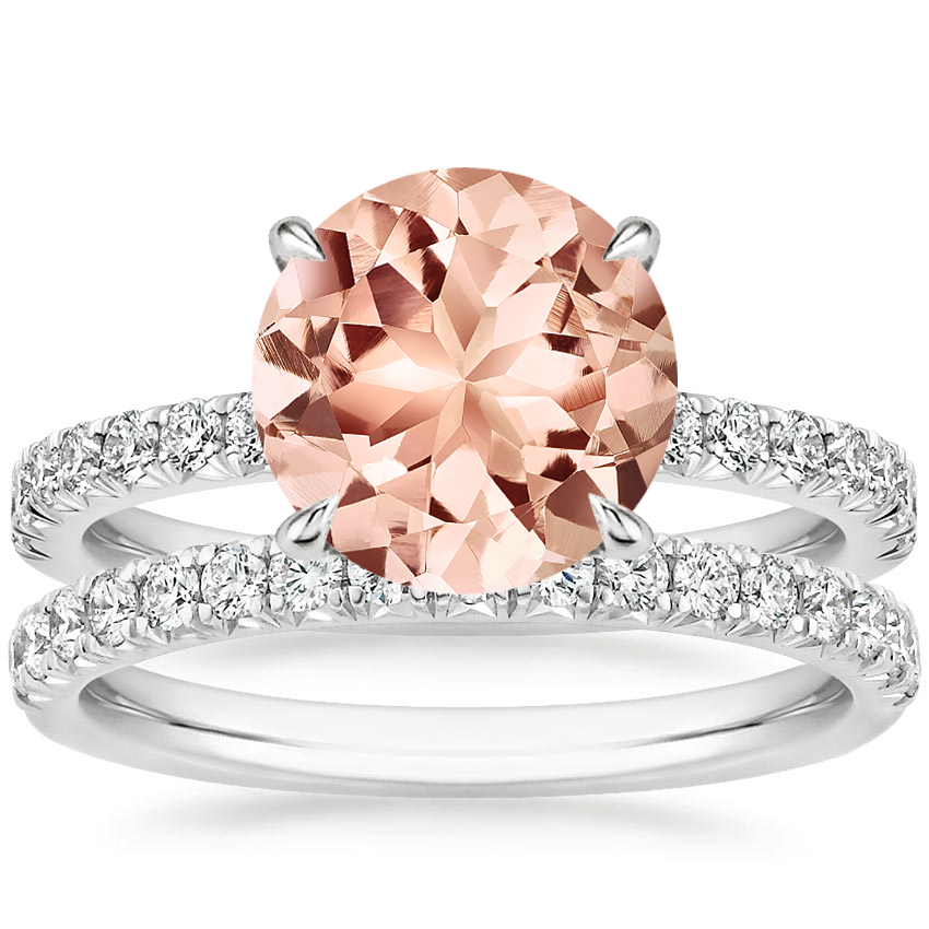 PT Morganite Amelie Diamond Bridal Set, top view