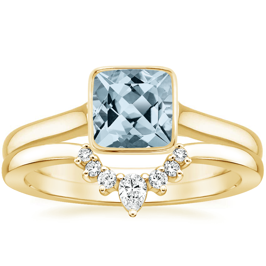 18K Yellow Gold Luna Ring with Lunette Diamond Ring Brilliant Earth