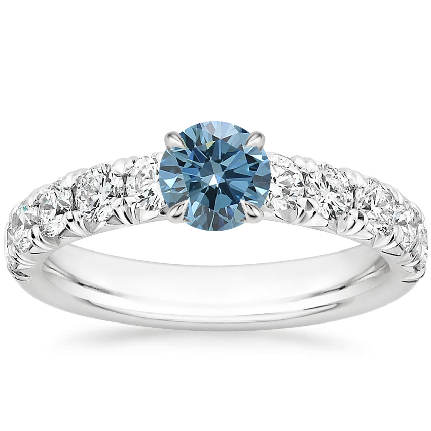18K White Gold Ellora Half Coverage Diamond Ring, large top view