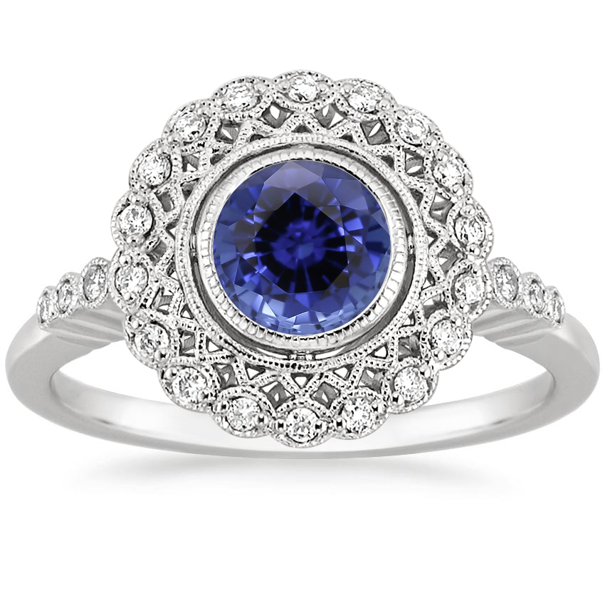 Sapphire Alvadora Diamond Ring in 18K White Gold