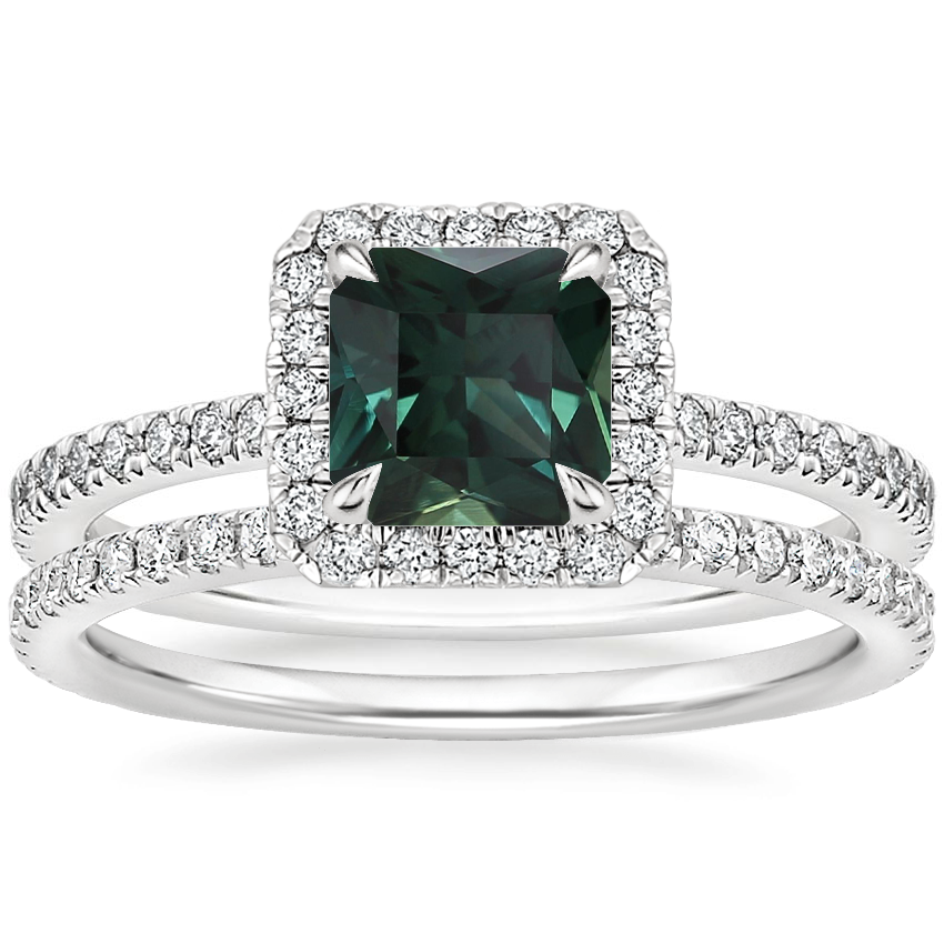 18K White Gold Luxe Ballad Halo Diamond Bridal Set (5/8 ct. tw.)