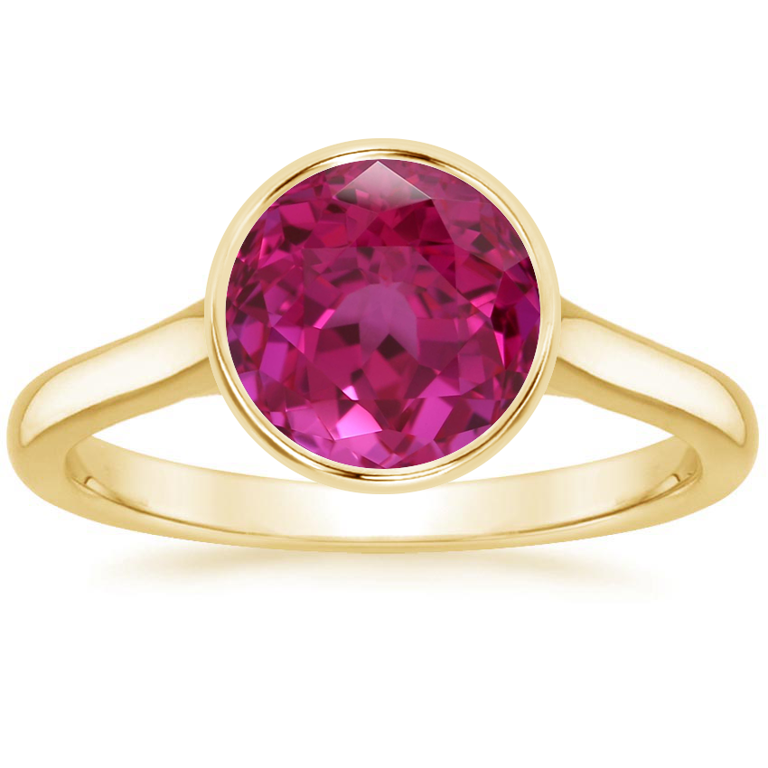 18K Yellow Gold Luna 2mm Bezel Ring, large top view