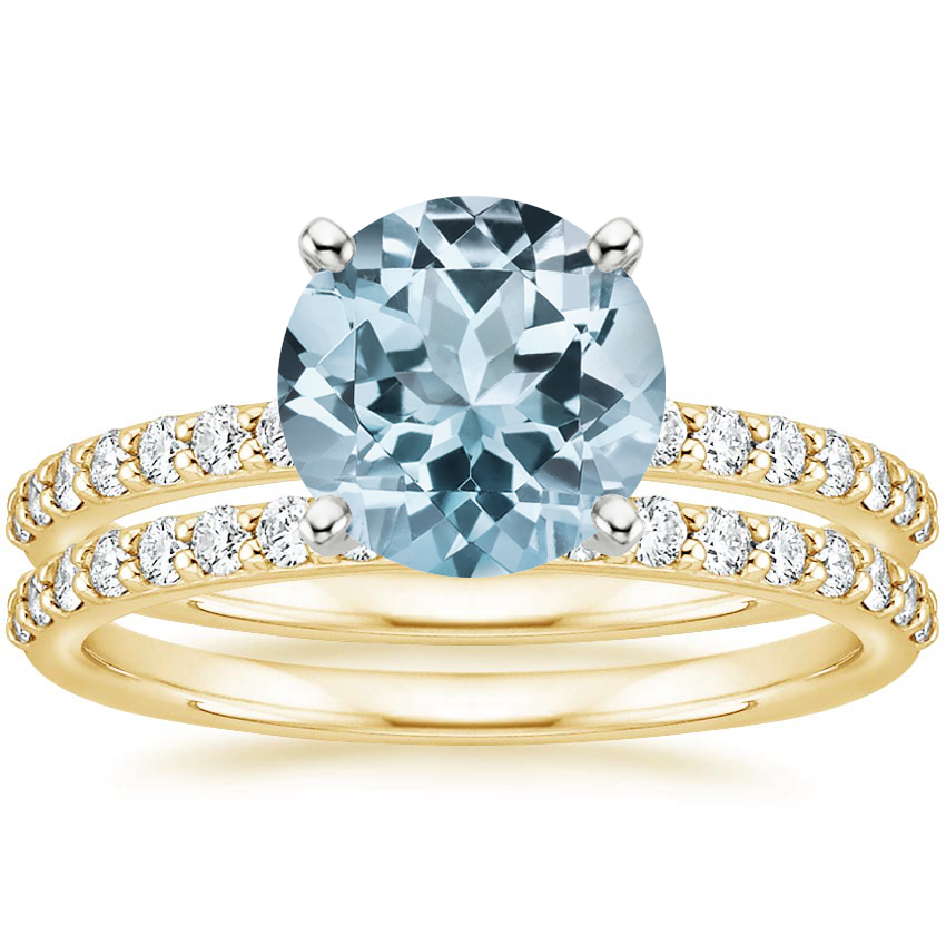 18KY Aquamarine Petite Shared Prong Bridal Set (1/2 ct. tw.), top view