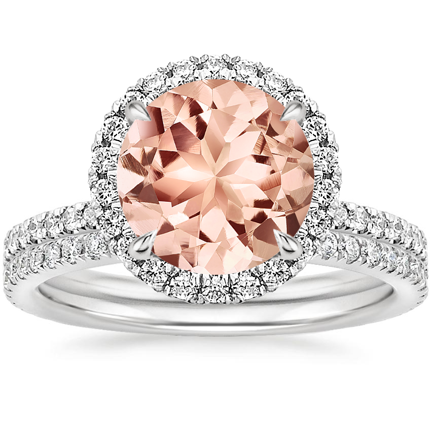 18KW Morganite Waverly Diamond Bridal Set (2/3 ct. tw.), top view