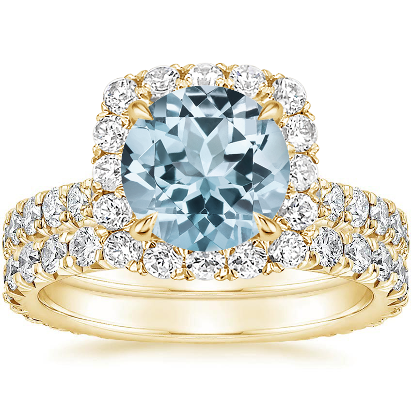 18KY Aquamarine Estelle Diamond Bridal Set (1 1/3 ct. tw.), top view
