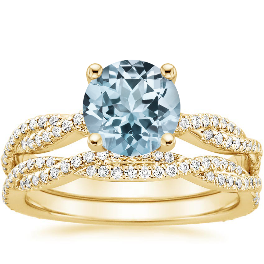 18KY Aquamarine Petite Luxe Twisted Vine Bridal Set (1/2 ct. tw.), top view