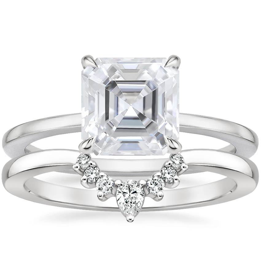 18K White Gold Lumiere Diamond Ring with Lunette Diamond Ring