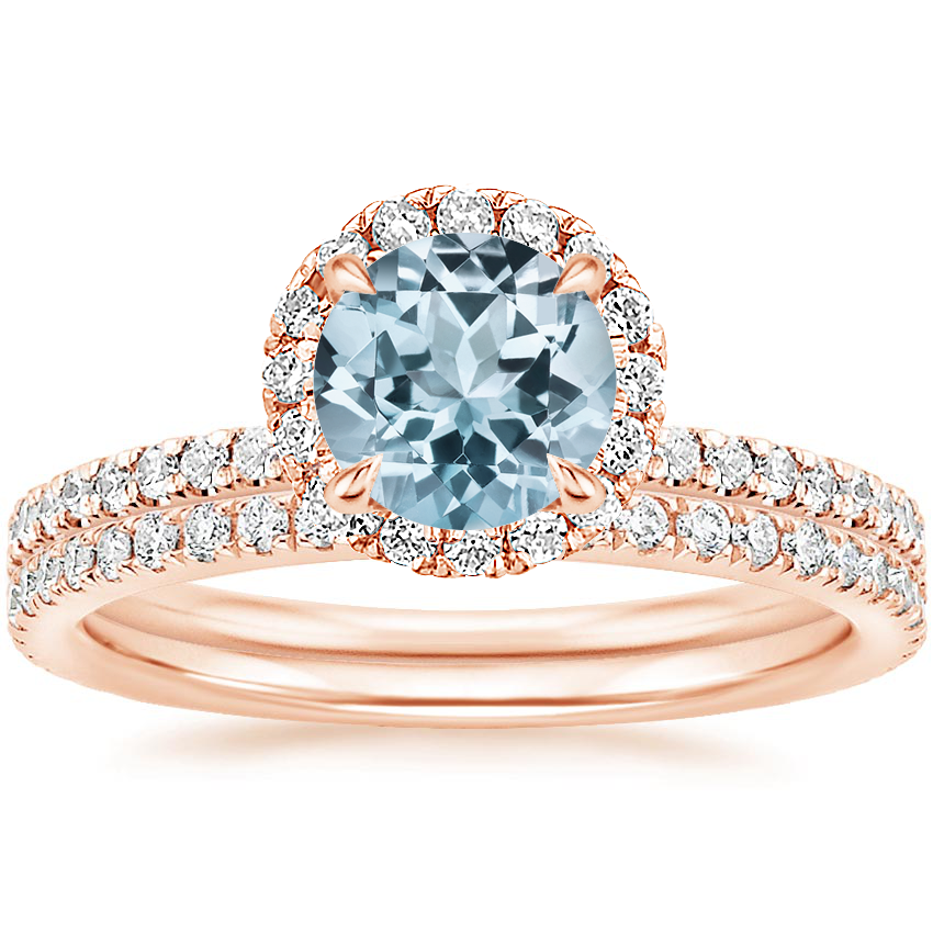 14KR Aquamarine Waverly Diamond Bridal Set (2/3 ct. tw.), top view