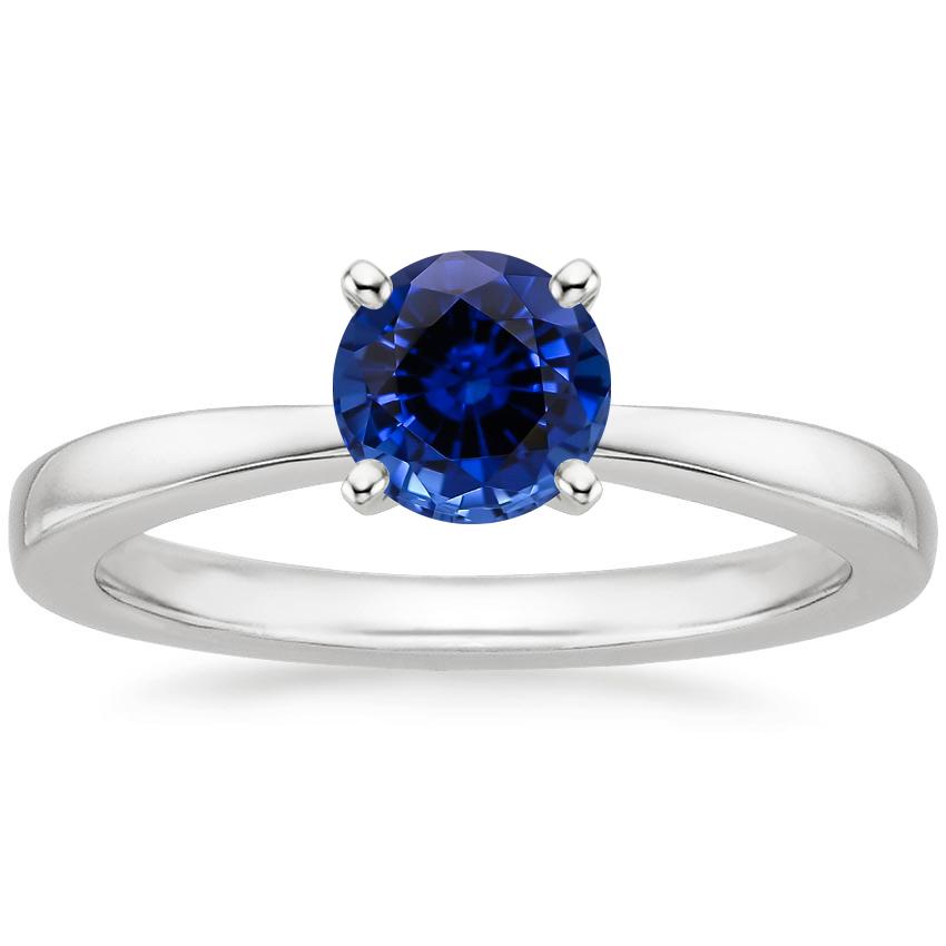 Lab Created Sapphire Petite Taper Ring in 18K White Gold