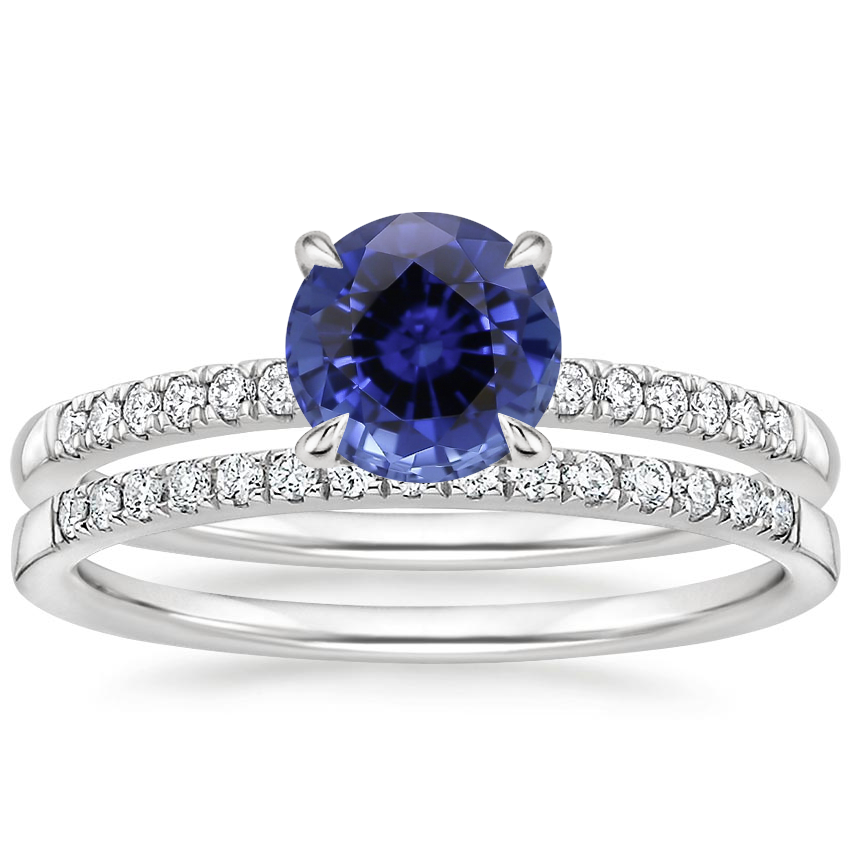 18KW Sapphire Petite Viviana Diamond Bridal Set (1/4 ct. tw.), top view