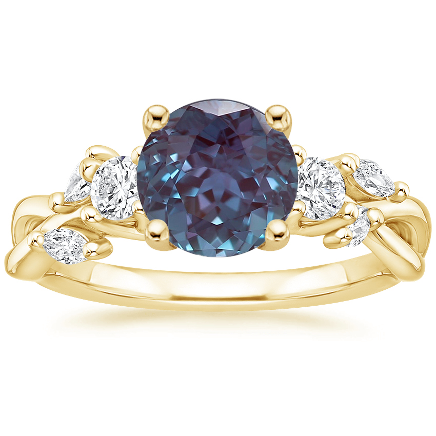 18K Yellow Gold Willow Three Stone Diamond Ring (1/3 ct. tw.), large top view
