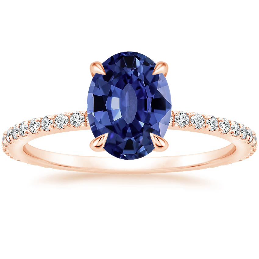 Rose Gold Sapphire Demi Diamond Ring with Sapphire Accents (1/4 ct. tw.)
