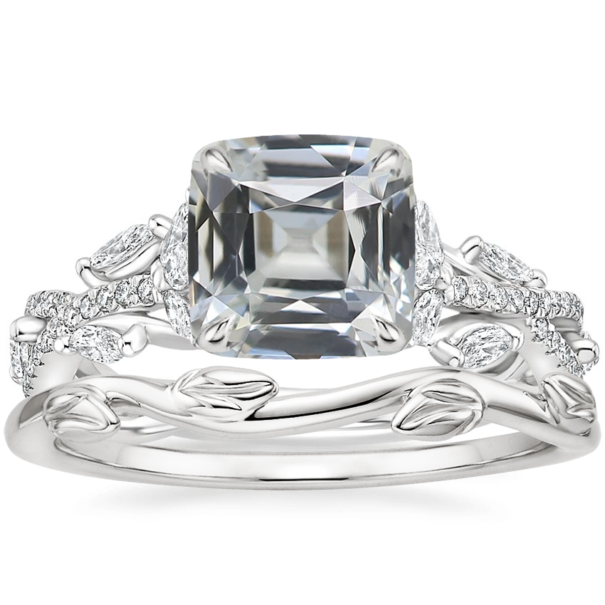 18K White Gold Luxe Secret Garden Diamond Ring (3/4 ct. tw.) with Winding Willow Ring