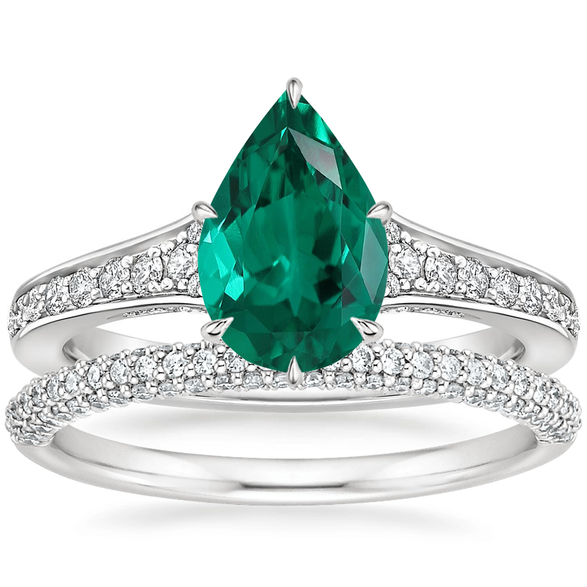 18K White Gold Zelda Diamond Ring (1/4 ct. tw.) with Valencia Diamond Ring (1/3 ct. tw.)