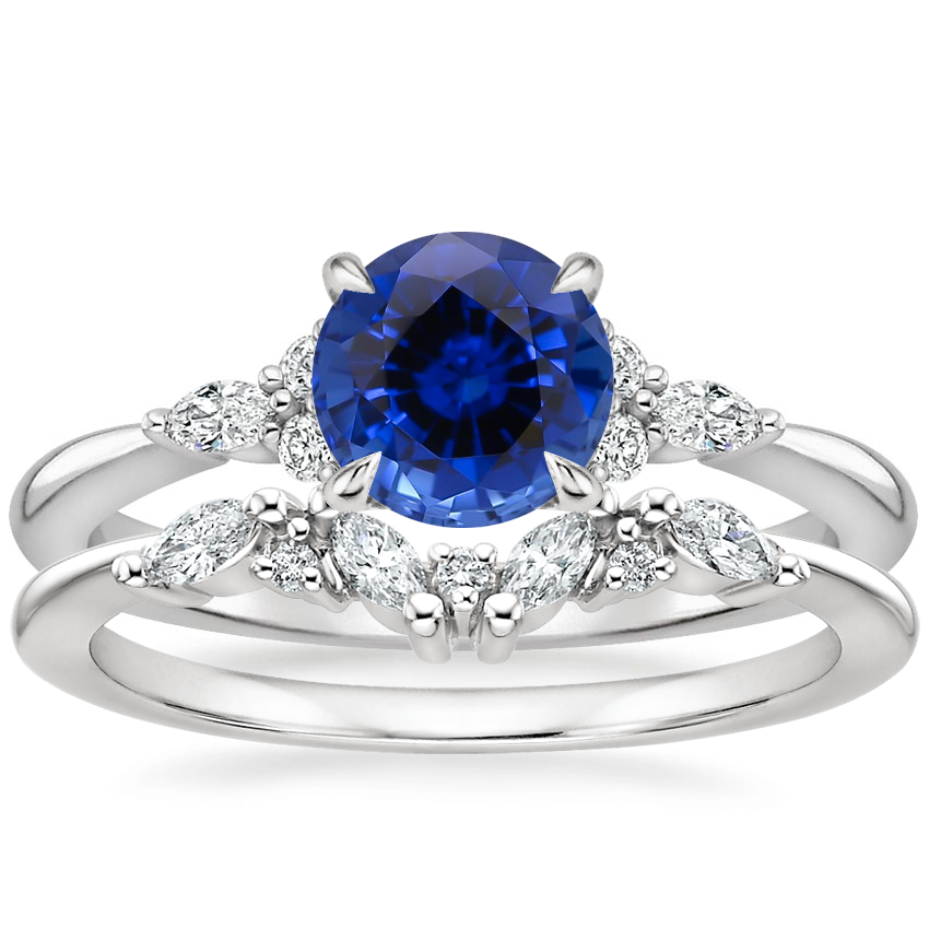 18K White Gold Nadia Diamond Ring with Yvette Diamond Ring