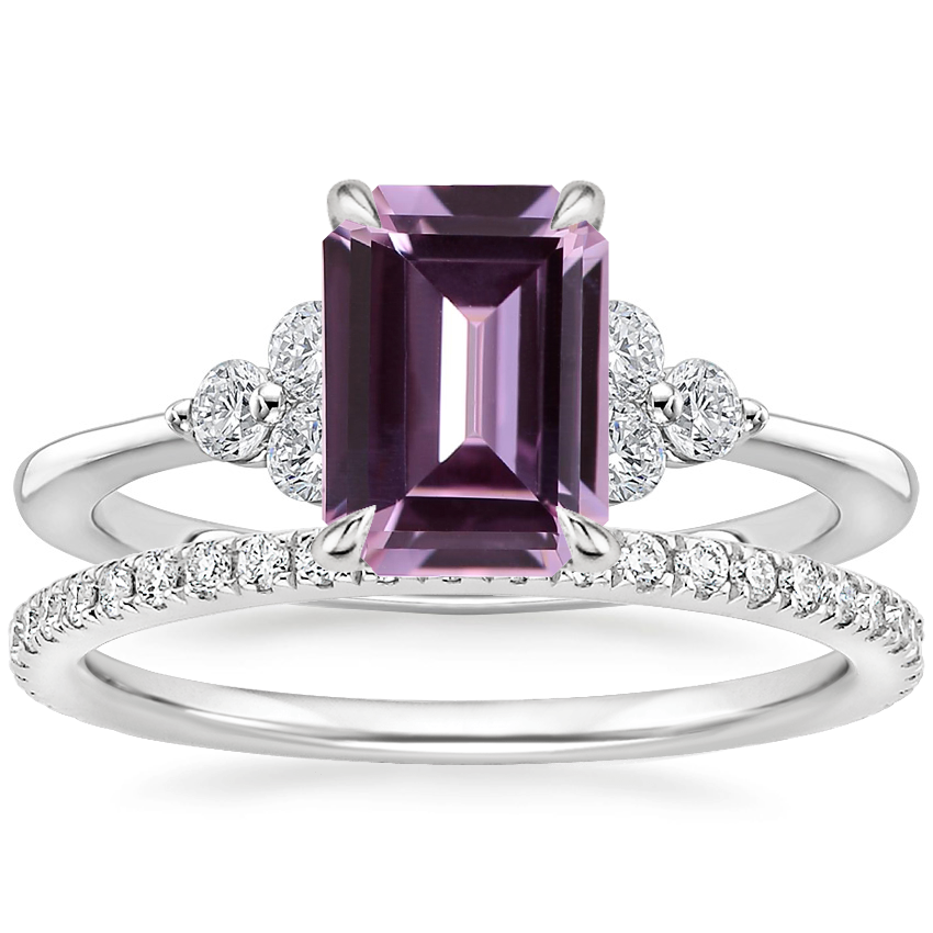 Platinum Luxe Melody Diamond Ring (1/5 ct. tw.) with Luxe Ballad Diamond Ring (1/4 ct. tw.)