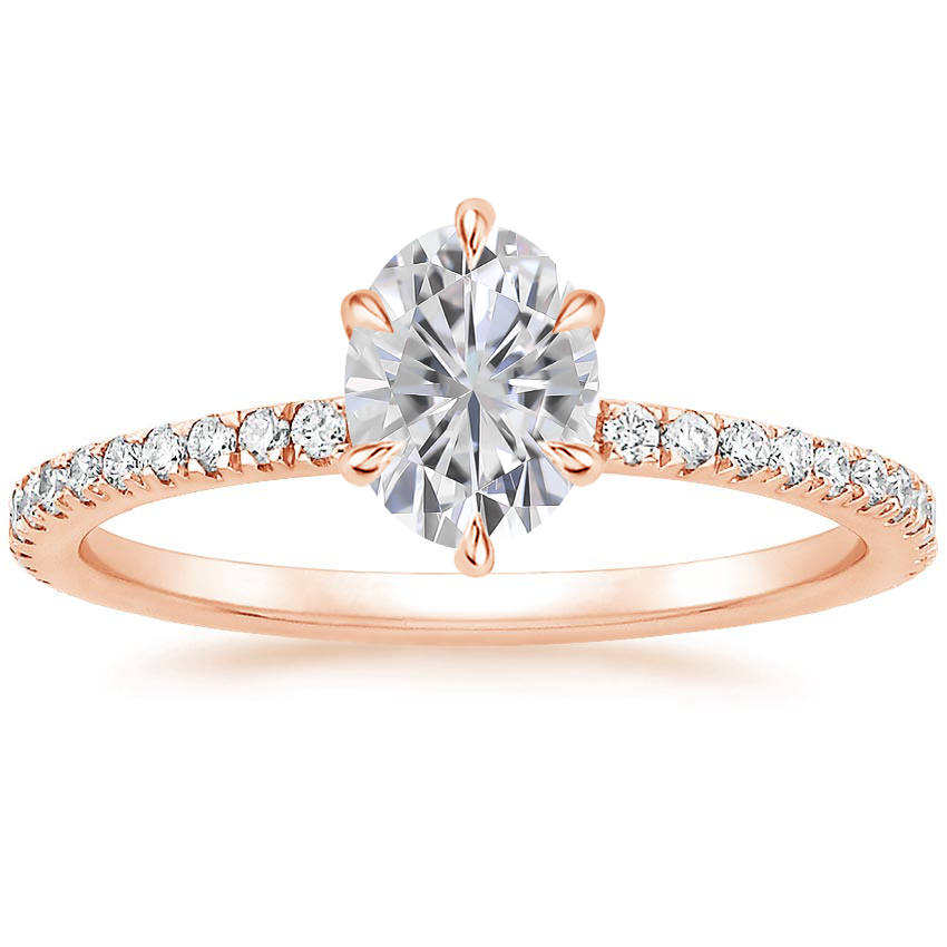 Rose Gold Moissanite Six Prong Luxe Viviana Diamond Ring (1/3 ct. tw.)