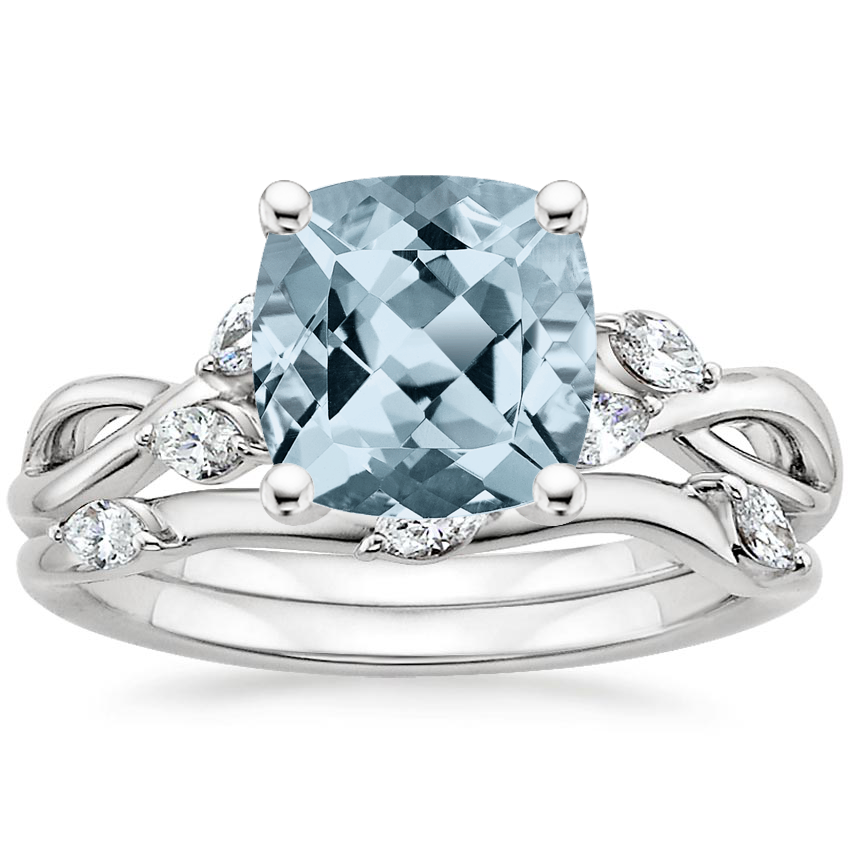 PT Aquamarine Willow Bridal Set (1/4 ct. tw.), top view
