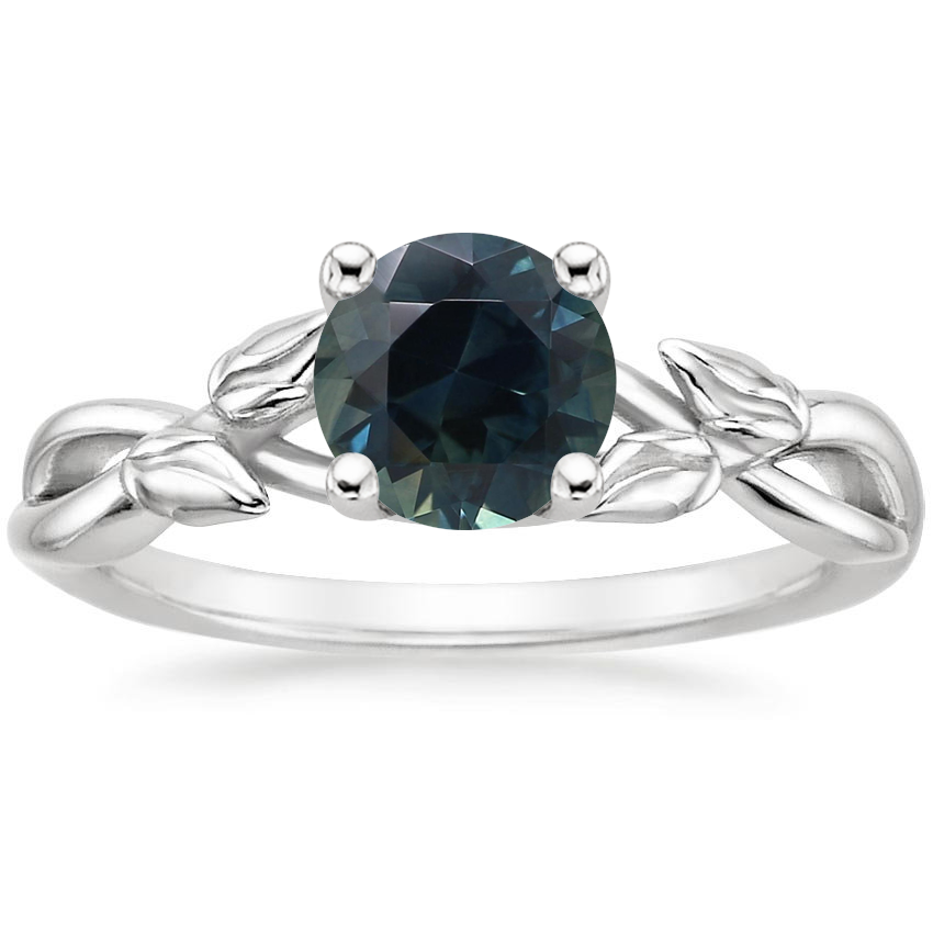 Sapphire Budding Willow Solitaire Ring in 14K White Gold