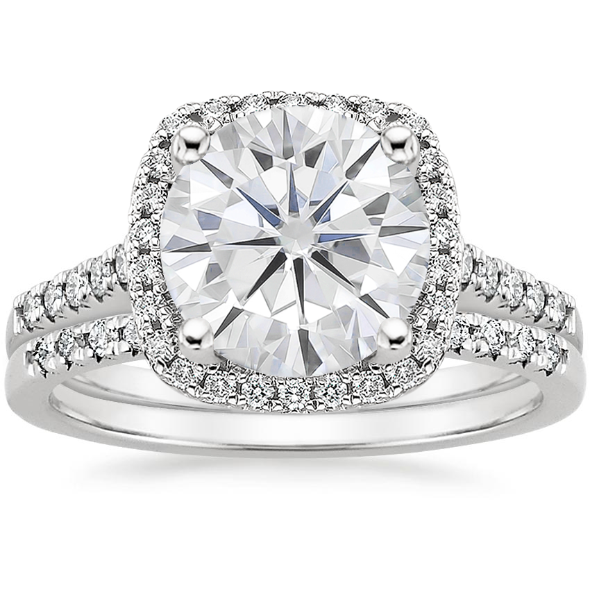 PT Moissanite Odessa Diamond Ring (1/5 ct. tw.) with Sonora Diamond Ring (1/8 ct. tw.), top view
