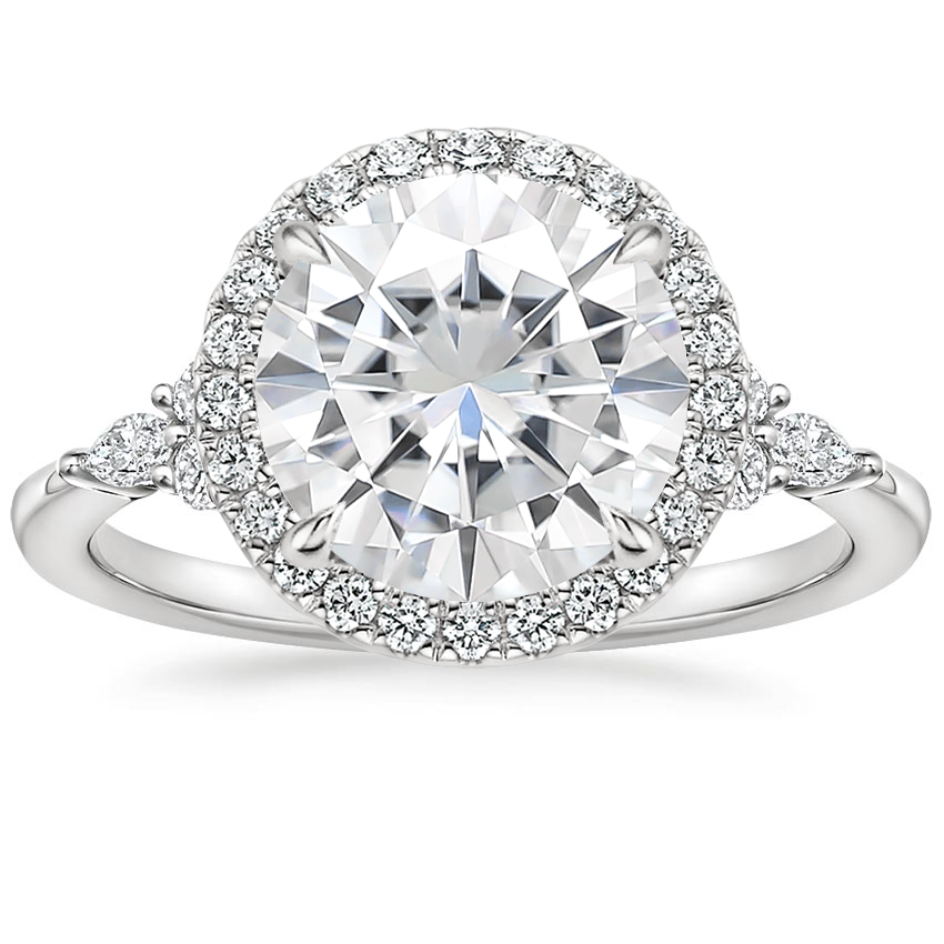 Moissanite Nadia Halo Diamond Ring (1/4 ct. tw.) in Platinum