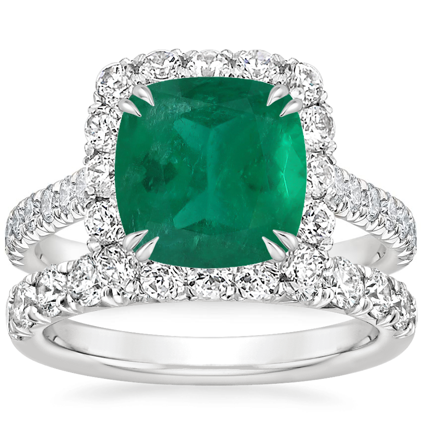 18K White Gold Sienna Halo Diamond Ring with Anthology Diamond Ring (2/3 ct. tw.)