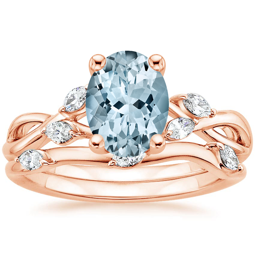 14KR Aquamarine Willow Bridal Set (1/4 ct. tw.), top view