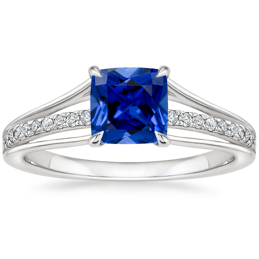 Platinum Tressa Split Shank Diamond Ring, large top view