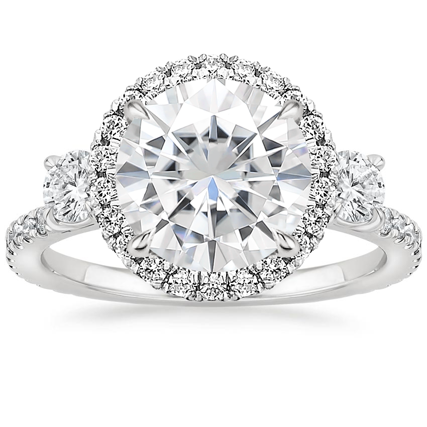Moissanite Three Stone Waverly Diamond Ring (3/4 ct. tw.) in Platinum