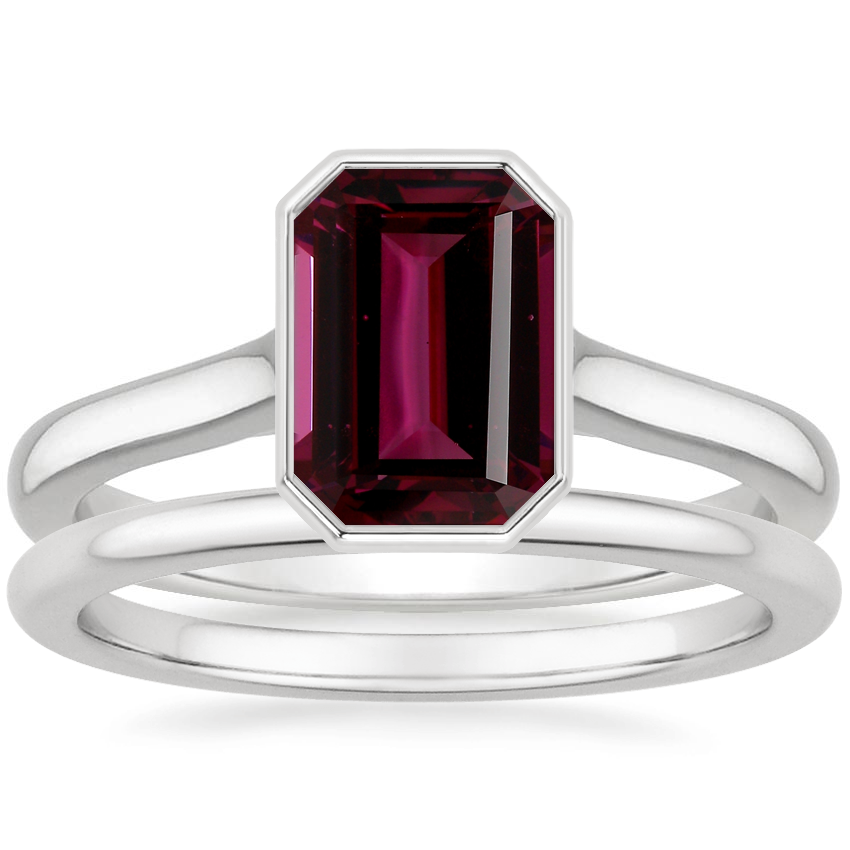 Platinum Luna Ring with Petite Comfort Fit Wedding Ring