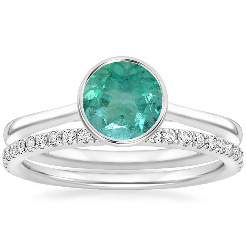 Platinum Petite Luna Bezel Ring with Luxe Ballad Diamond Ring (1/4 ct. tw.)