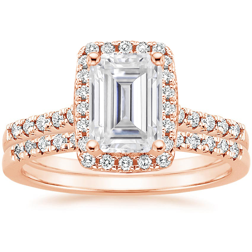 14KR Moissanite Odessa Diamond Ring (1/5 ct. tw.) with Sonora Diamond Ring (1/8 ct. tw.), top view