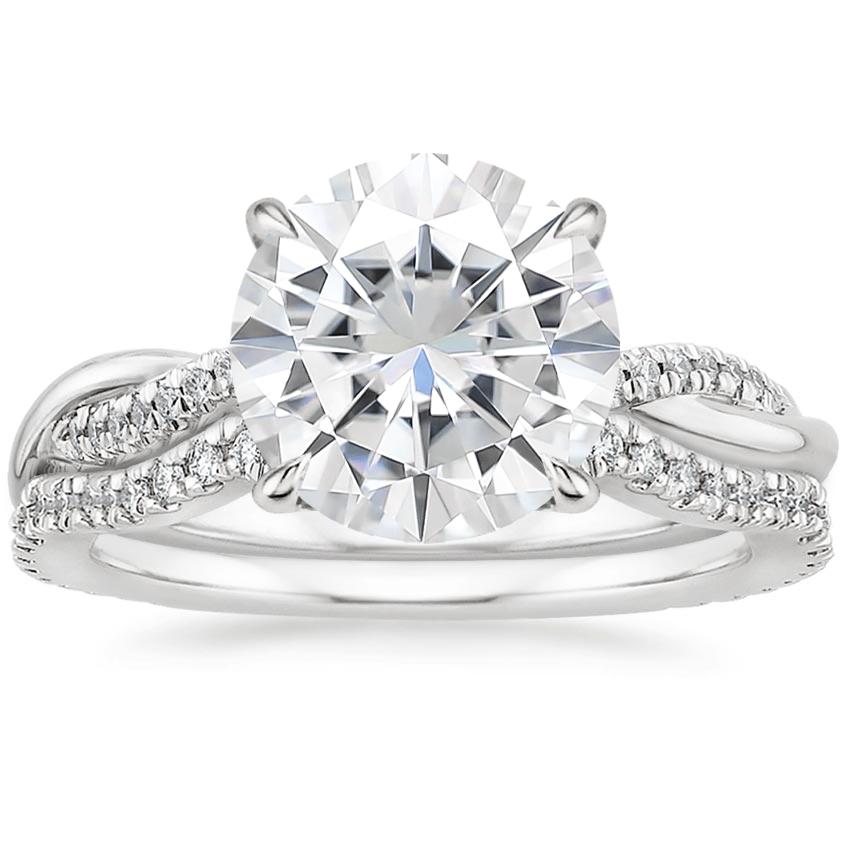 PT Moissanite Petite Twisted Vine Contoured Diamond Bridal Set (1/3 ct. tw.), top view