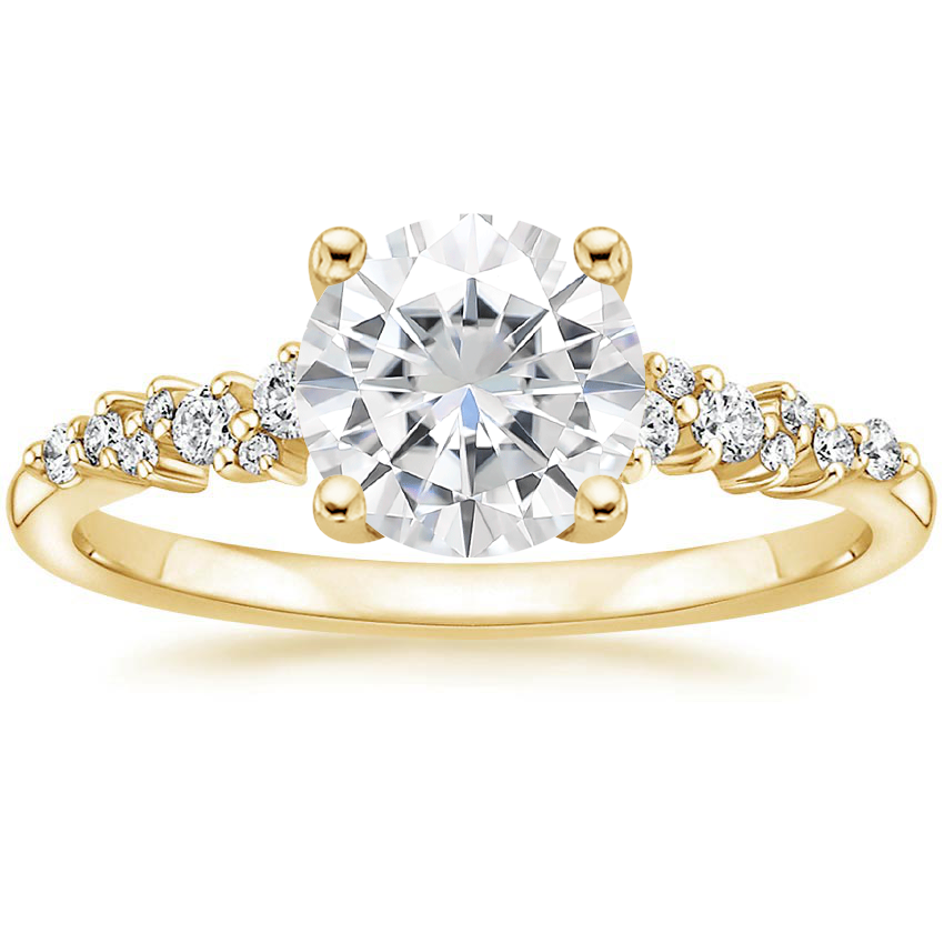 Yellow Gold Moissanite Aurora Diamond Ring