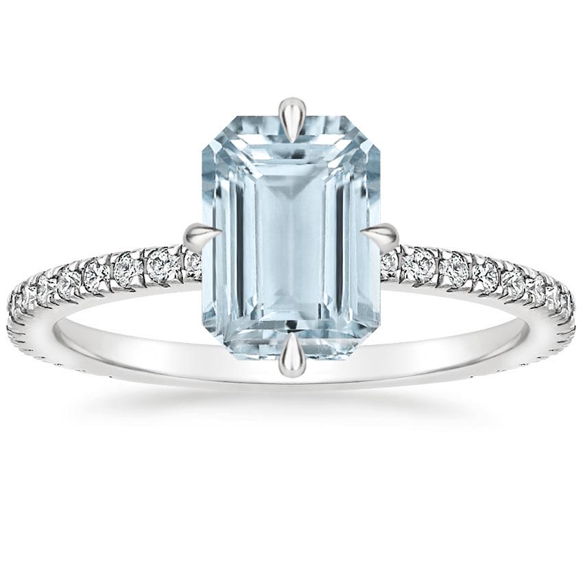 Aquamarine Polaris Diamond Ring in 18K White Gold