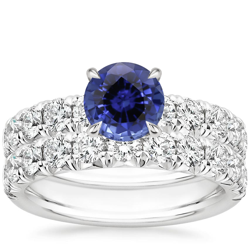 18KW Sapphire Ellora Diamond Bridal Set, top view