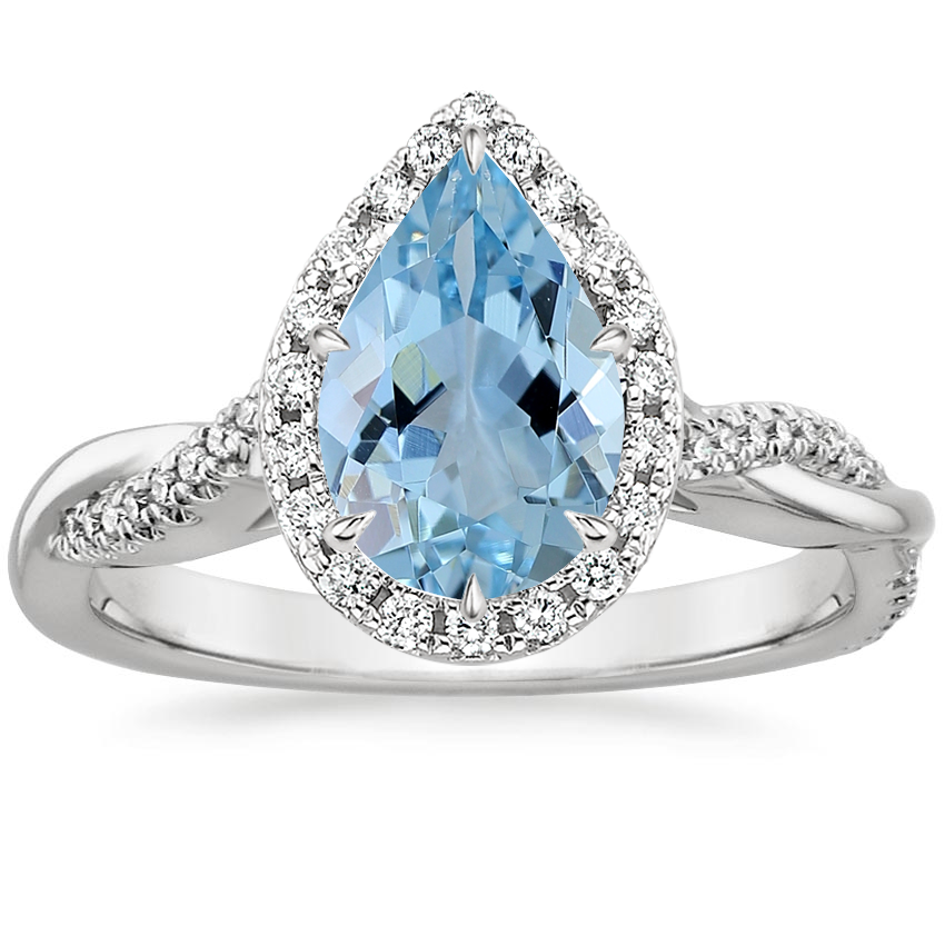 18K White Gold Petite Twisted Vine Halo Diamond Ring (1/4 ct. tw.), large top view