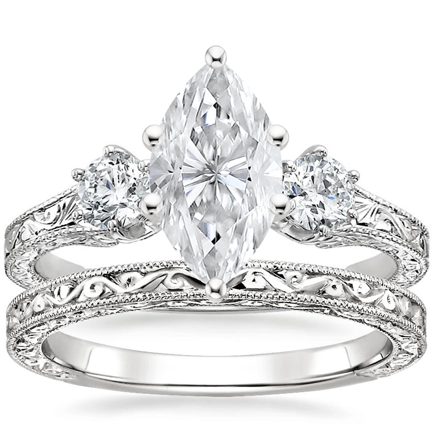 18K White Gold Three Stone Hudson Diamond Ring 1 3 ct. tw. with