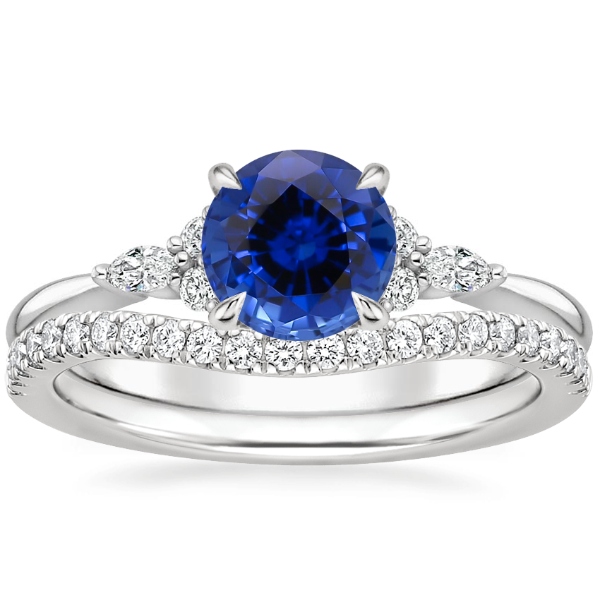 Platinum Nadia Diamond Ring with Curved Ballad Diamond Ring (1/6 ct. tw.)